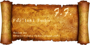 Füleki Fedor névjegykártya